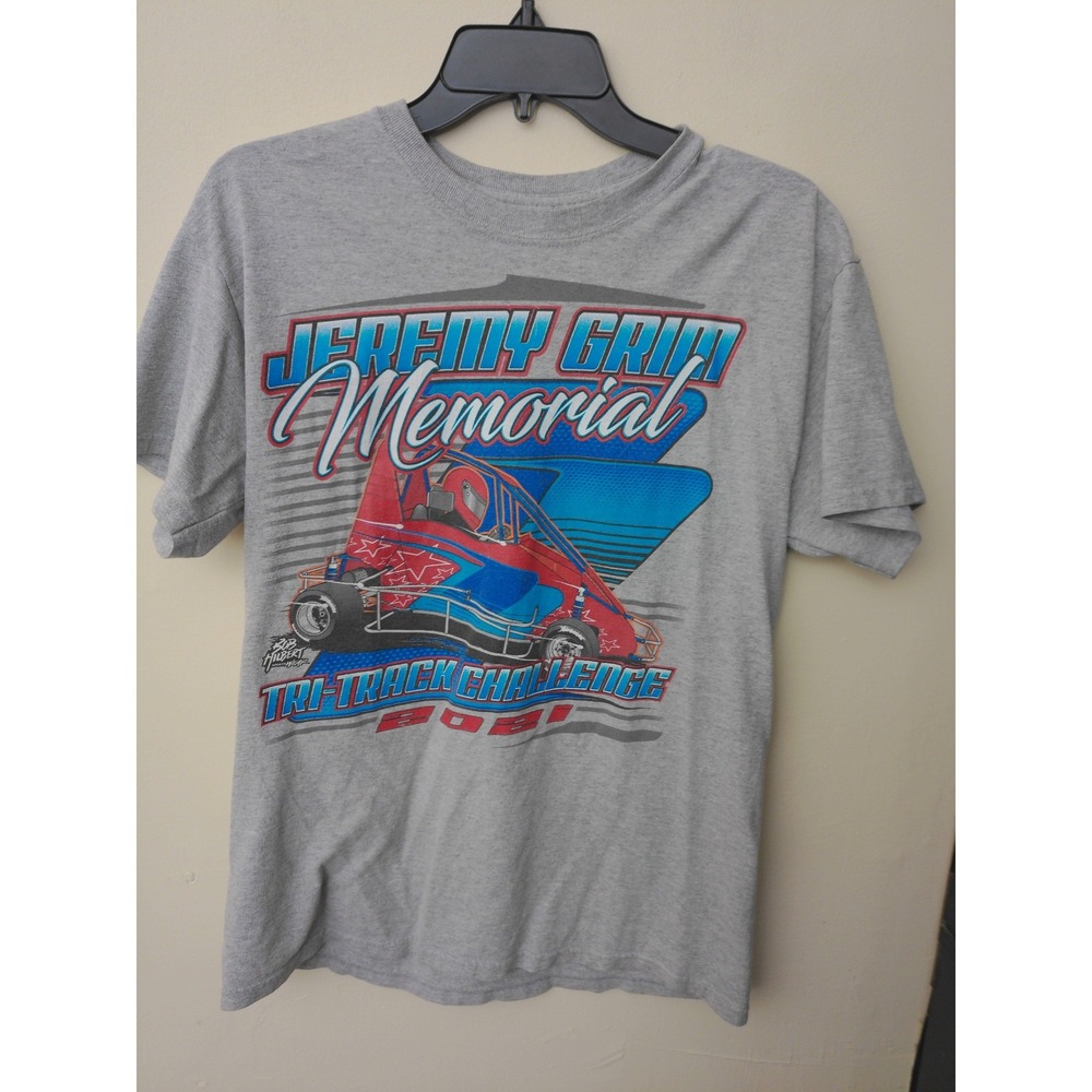 Gildan Jeremy Grim Memorial Racing T-Shirt Mens‎ M Grey Excellent 2021 Graphic